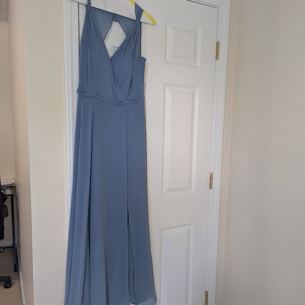 Mori Lee light Blue floor length dress